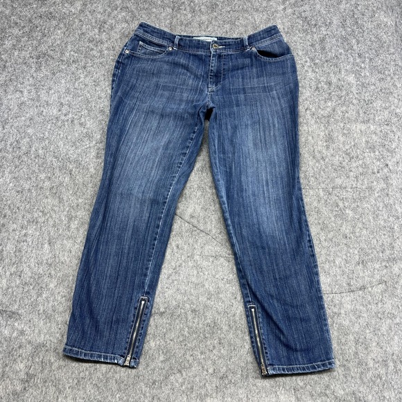 Chico's Denim - Chico's Platinum Denim Jeans Womens 1 Medium Blue Ultimate Fit Zip Hem Stretch